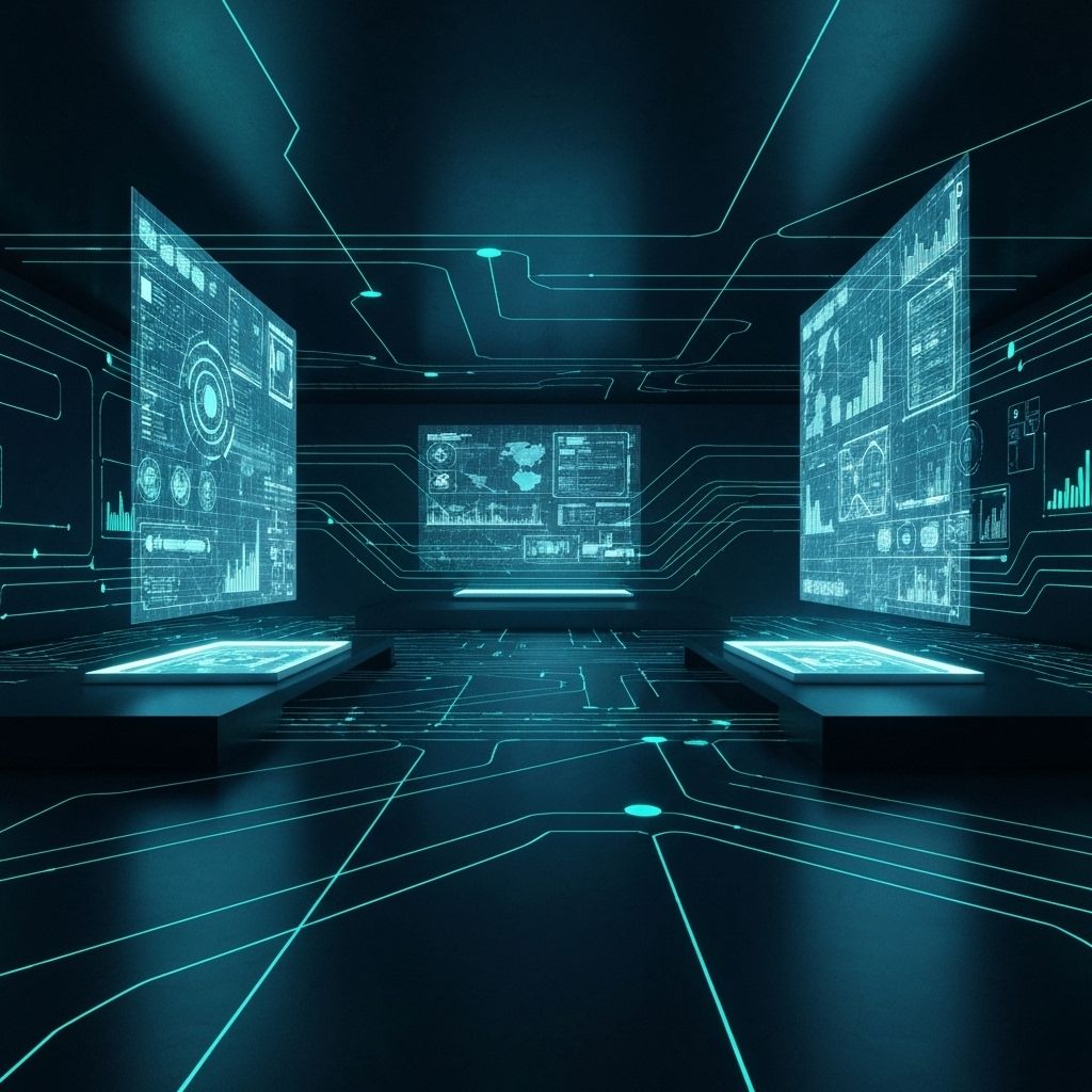 Futuristic tech workspace